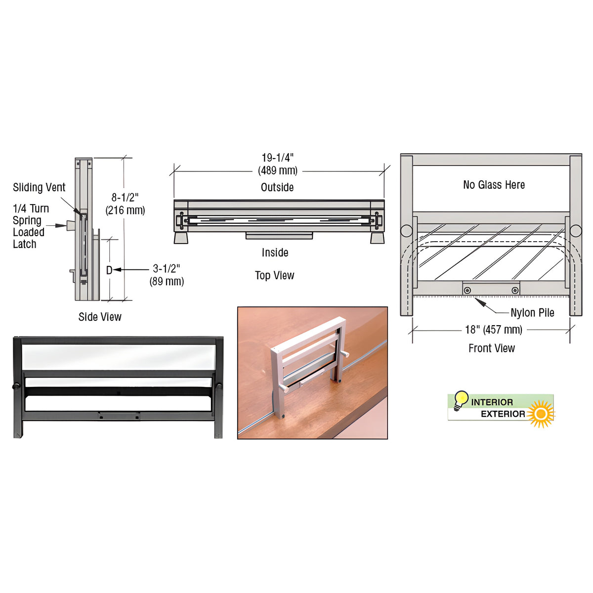 CRL Duranodic Bronze Anodized Vertical Sliding Ticket Window with 18" x 3-1/2" Opening