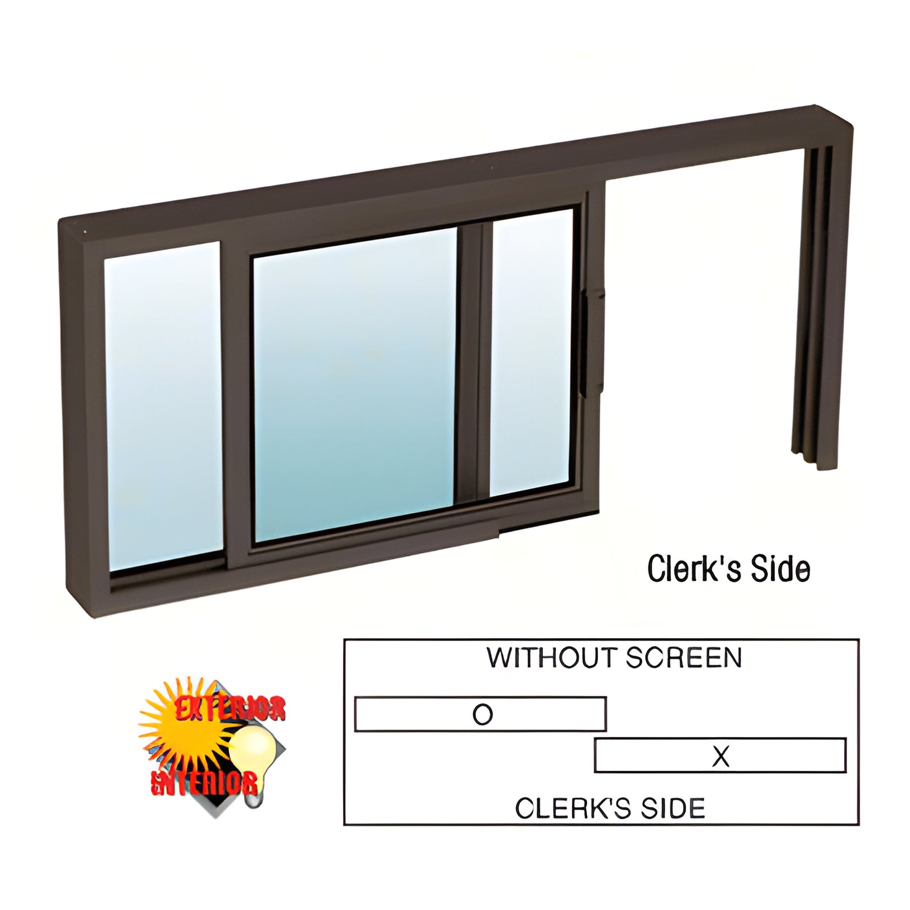 CRL Duranodic Bronze Horizontal Sliding Service Window XO or OX Format with 1/8" or 1/4" Vinyl Only - No Screen