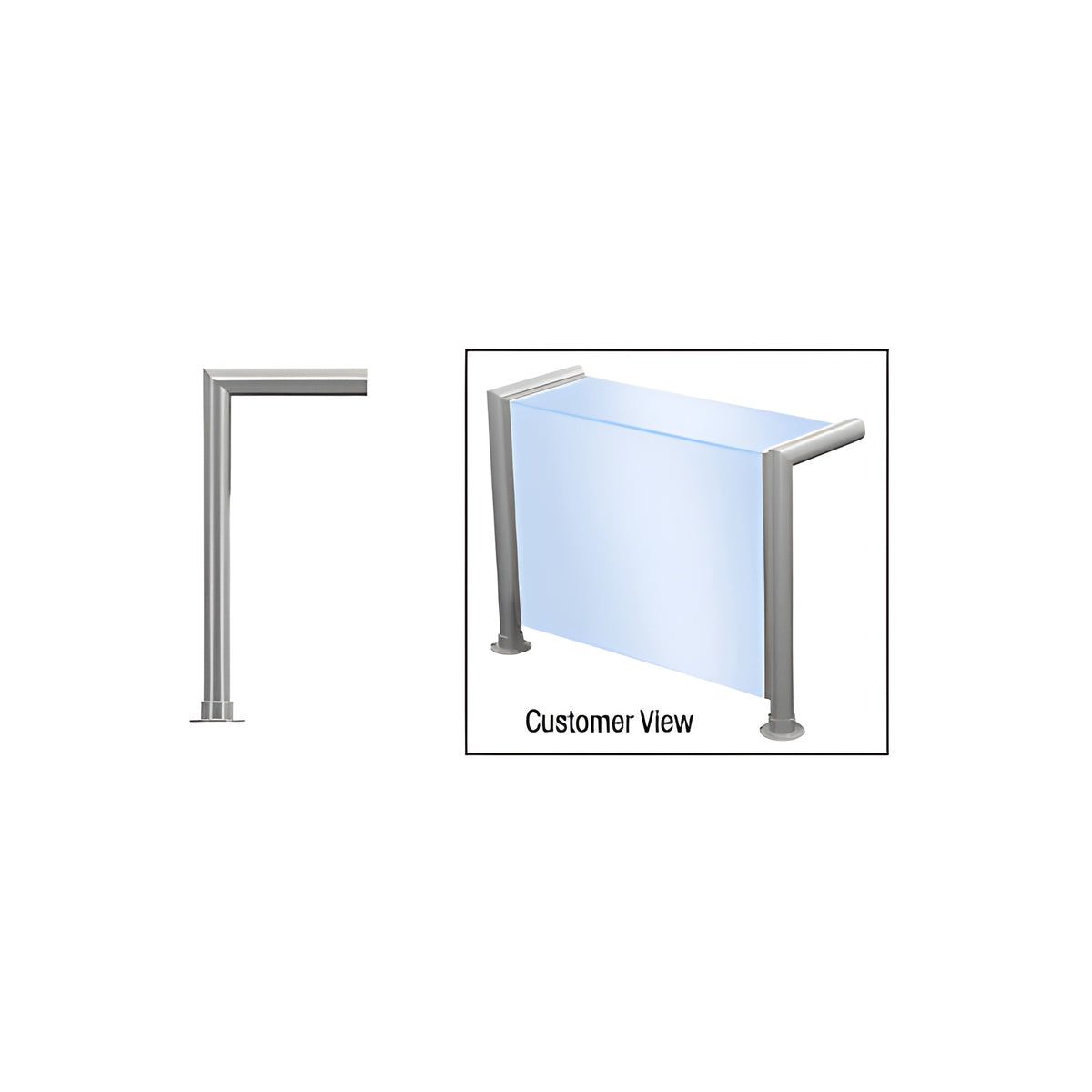 CRL Elegant Series Center Post Sneeze Guard for 3/8" (10 mm) Glass, 18" High, 12" Shelf, 1-1/2" Diameter, 2" Air Gap
