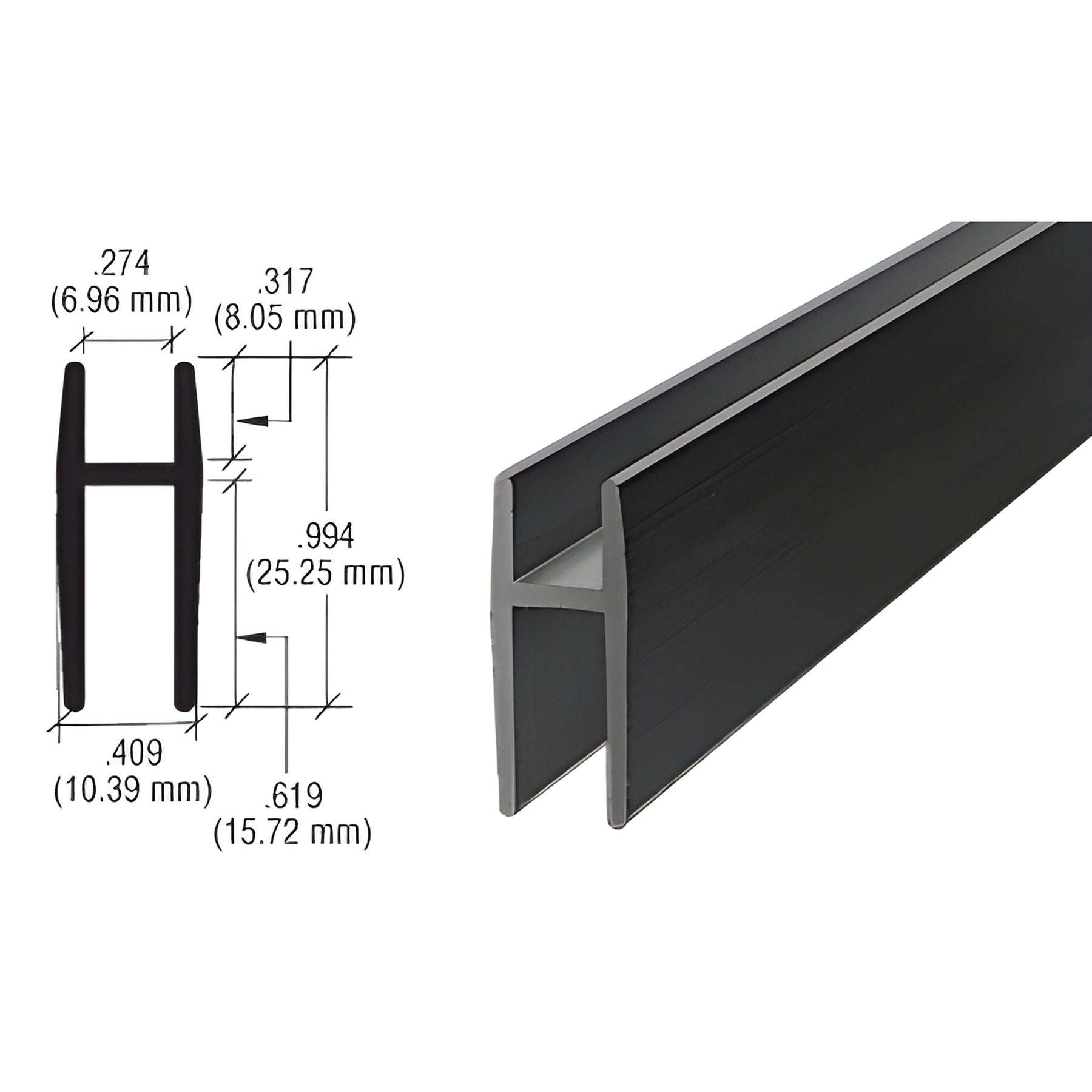 CRL Flat Black Aluminum D5610 'H' Bar
