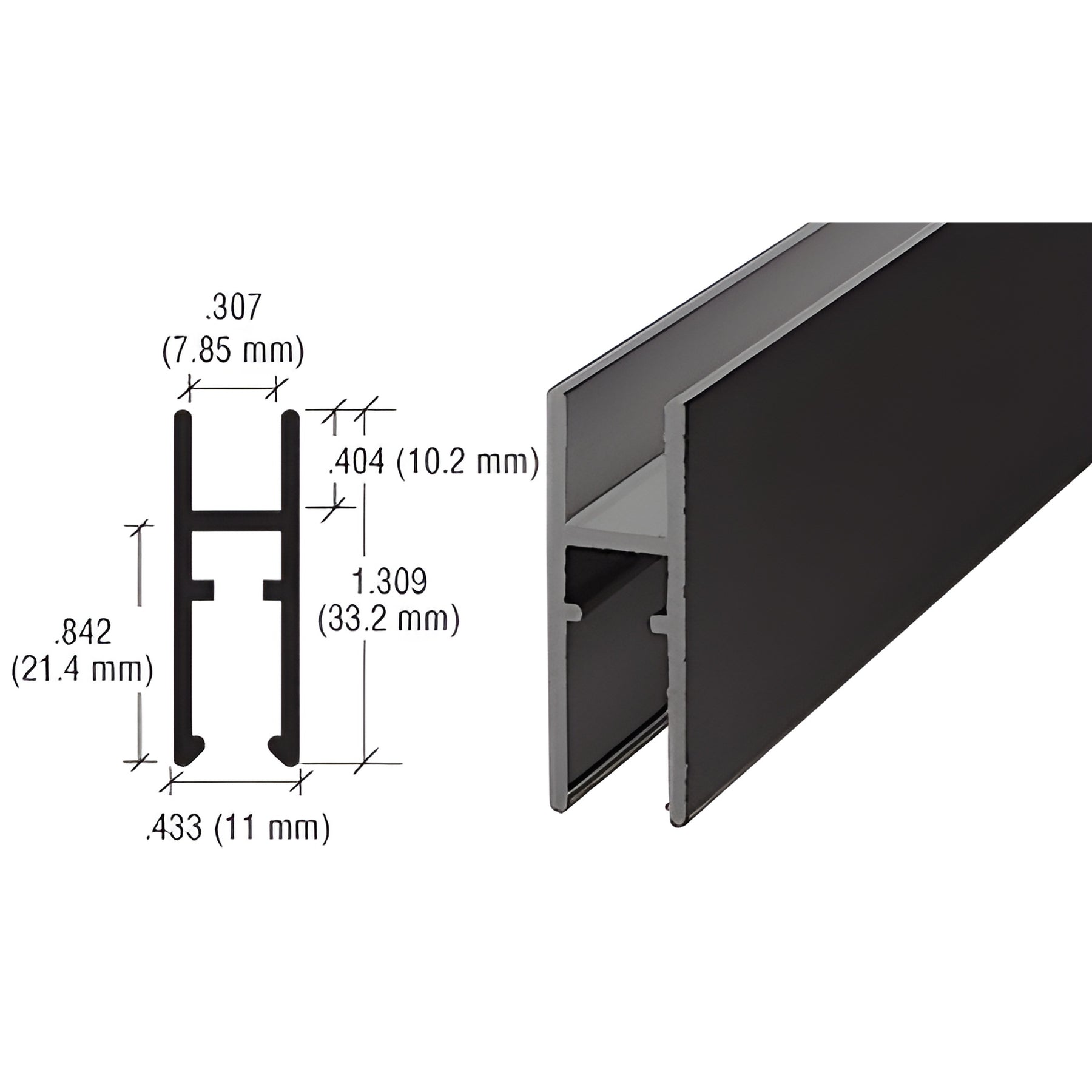 CRL Flat Black Aluminum LK610 H-Bar
