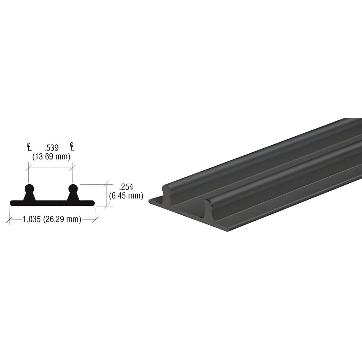 CRL Flat Black Aluminum Lower Channel for Deep Recess Installations