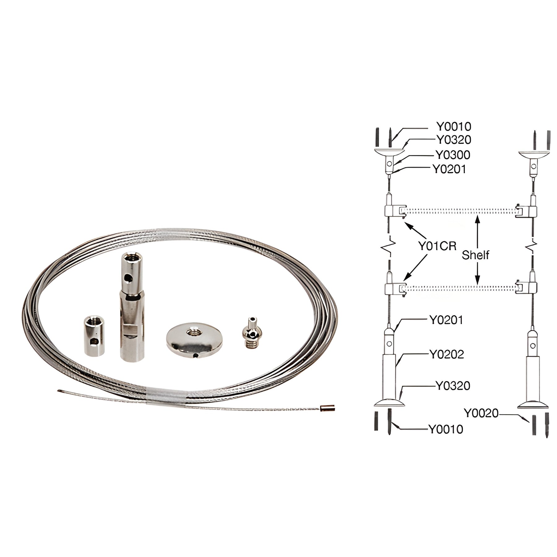 CRL Floor to Ceiling Cable Kit for 1/4" to 3/8" Glass