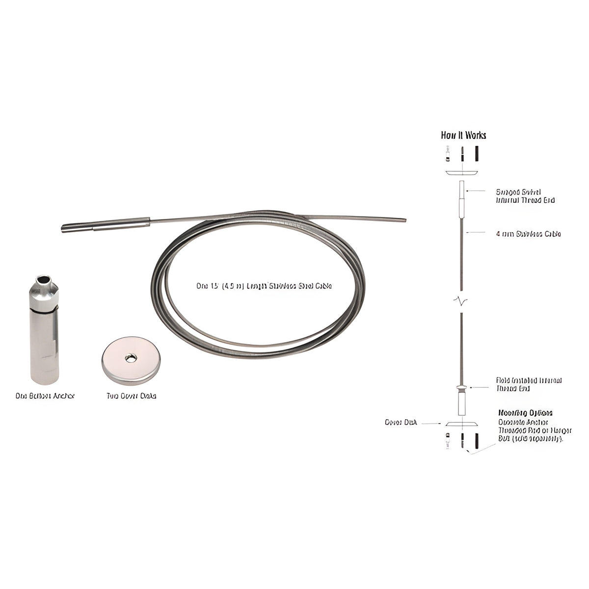 CRL Floor-to-Ceiling Cable Kit for 3/8" to 1/2" Glass