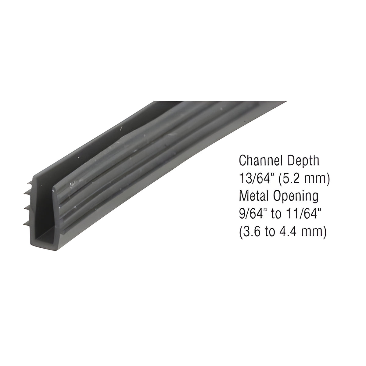 CRL Glazing Vinyl 13/64" Channel Depth 9/64" to 11/64" Metal Opening - 100' Roll