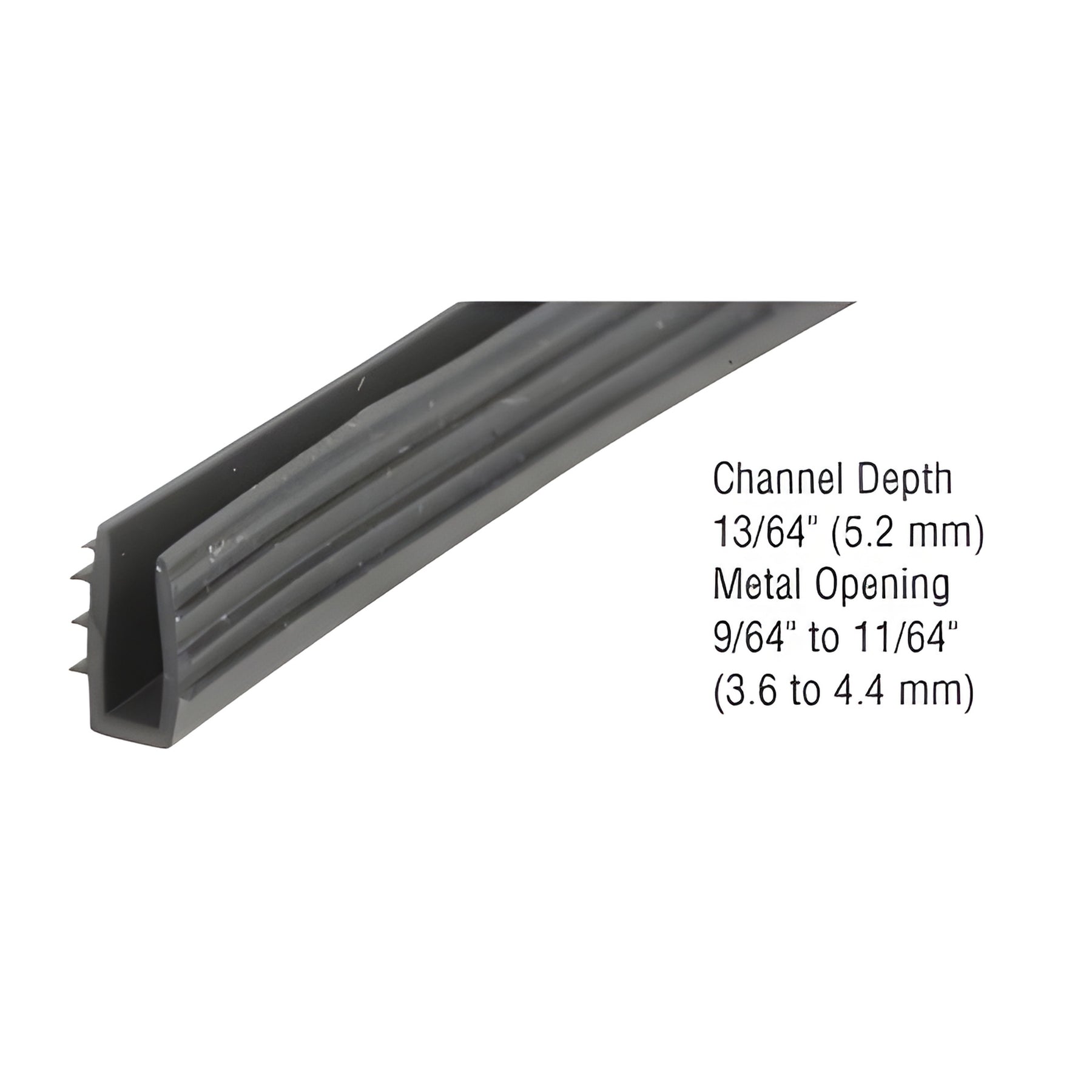 CRL Glazing Vinyl 13/64" Channel Depth 9/64" to 11/64" Metal Opening - 100' Roll