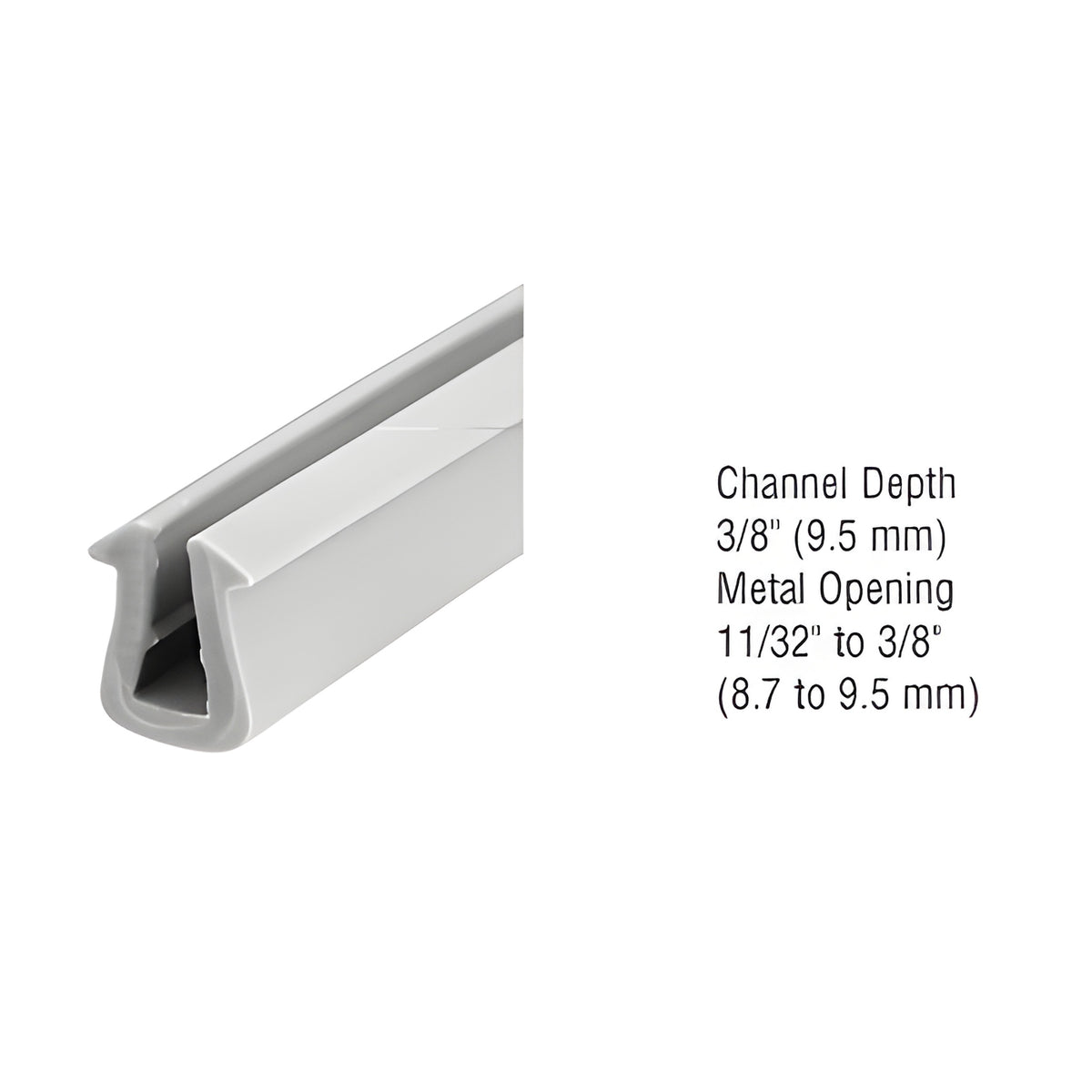 CRL Glazing Vinyl 3/8" Channel Depth 11/32" to 3/8" Metal Opening - 100' Roll