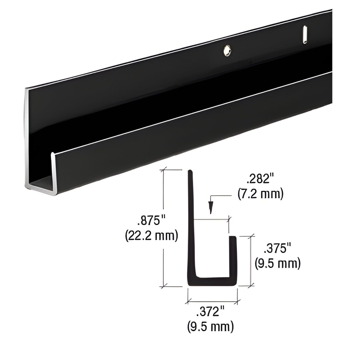 CRL Gloss Black Electro-Static Paint 1/4" Standard Aluminum J-Channel