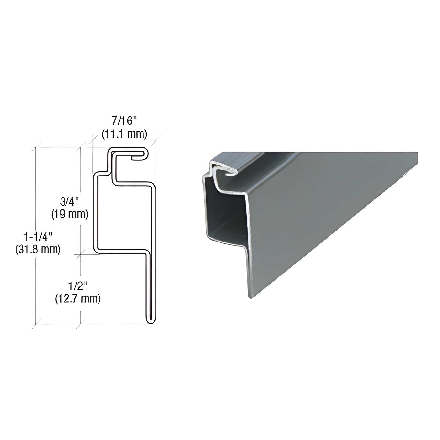 CRL Gray 1/2" Roll Formed Aluminum Lip Screen Frame - 144"