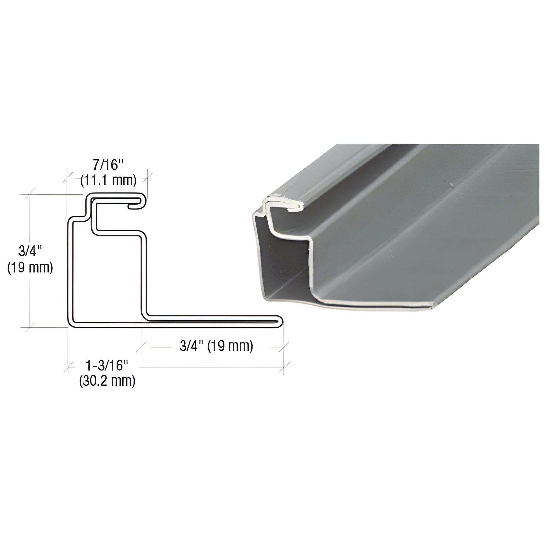 CRL Gray 3/4" Roll Formed Aluminum Standoff Screen Frame - 144"