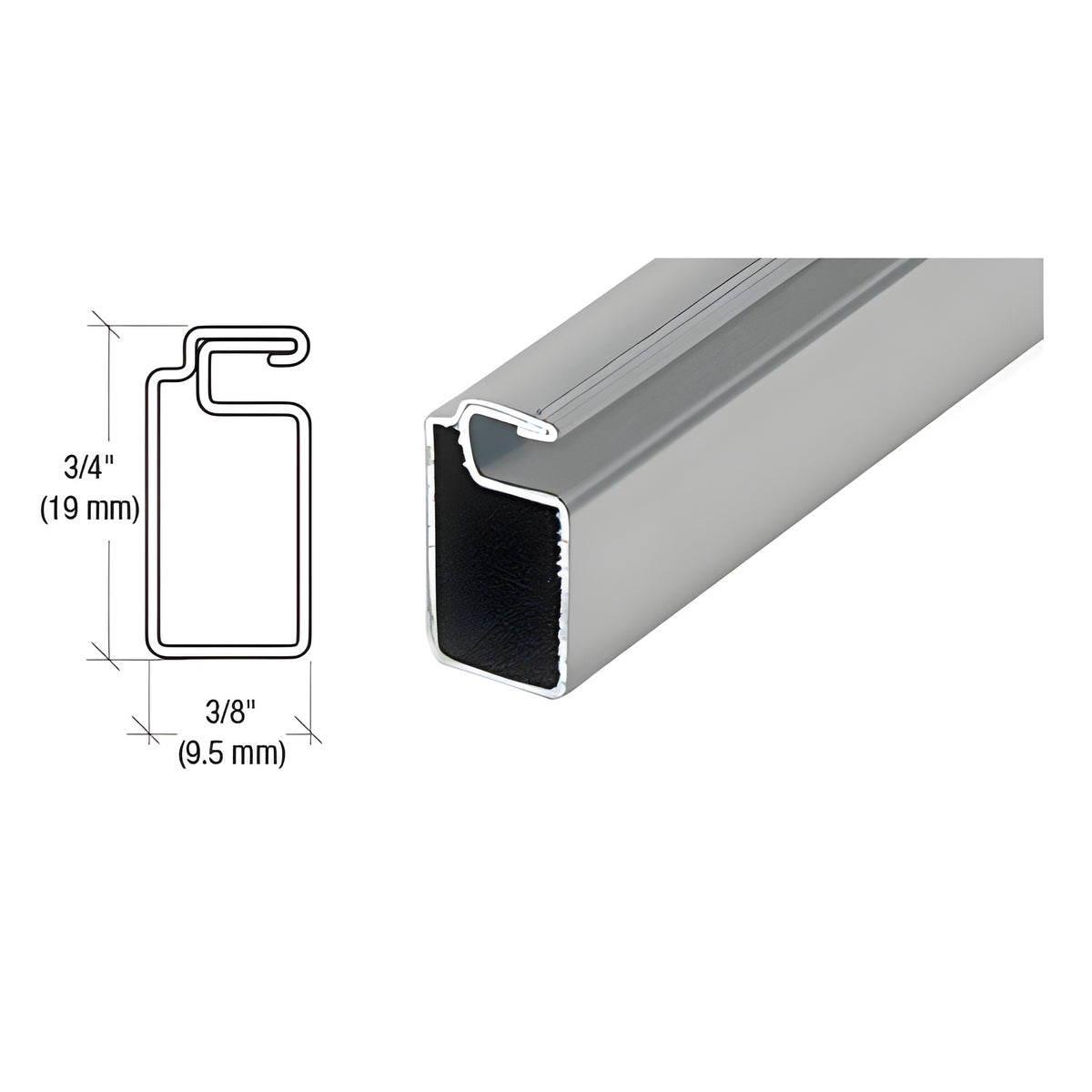 CRL Gray 3/4" x 3/8" Roll Formed Aluminum Screen Frame - 144"