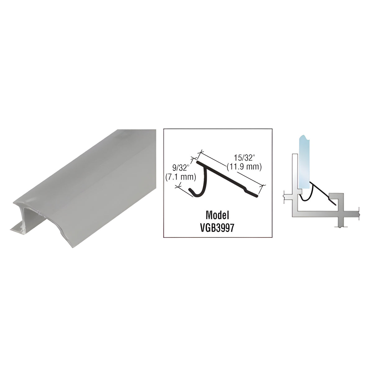 CRL Gray Snap-In Vinyl Glazing Bead