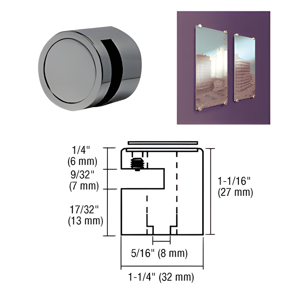 CRL Gun Metal Edge Grip for 1/4" Material