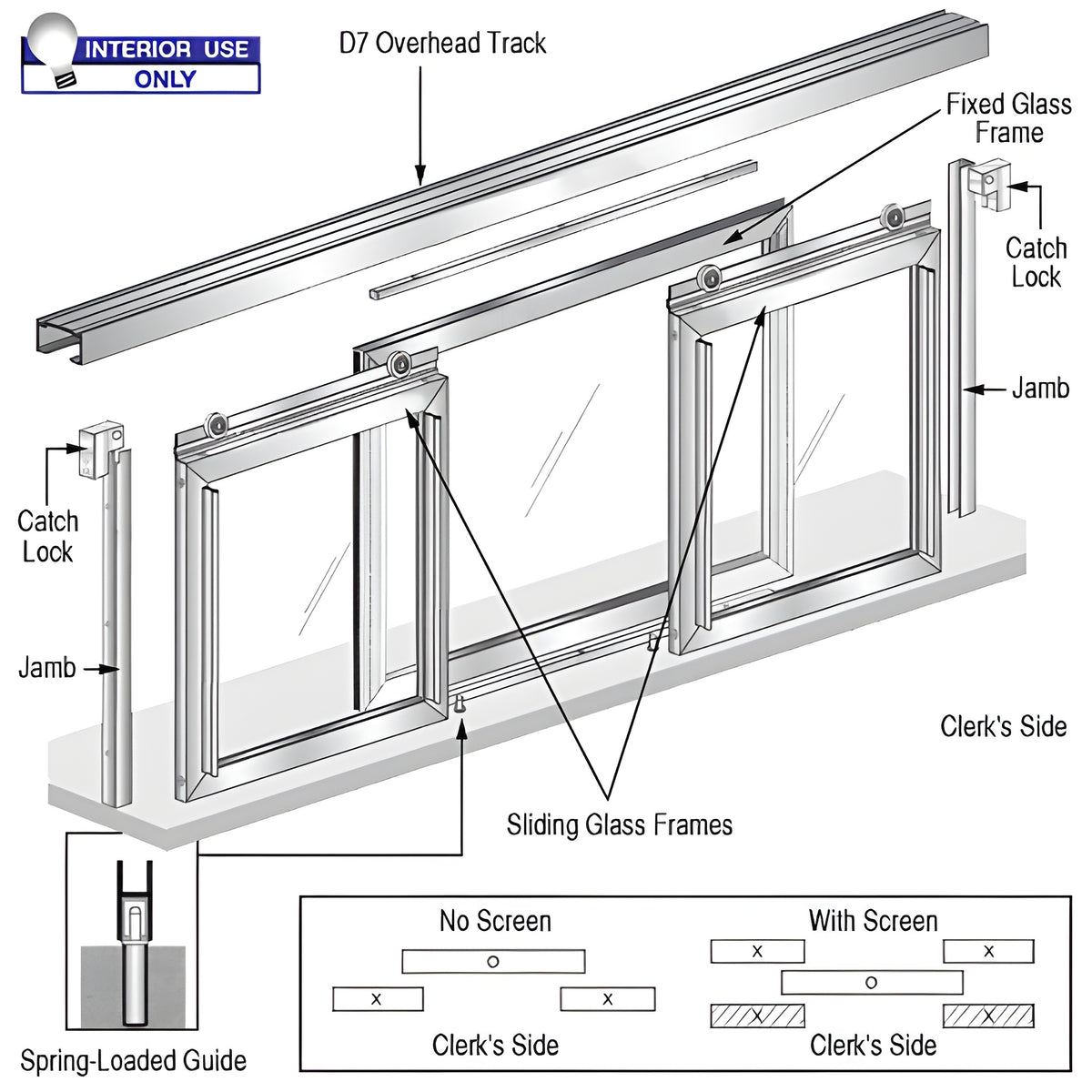 CRL Horizontal Sliding Fawn Model Pass-Thru Assembly with D7 Header & No Screens