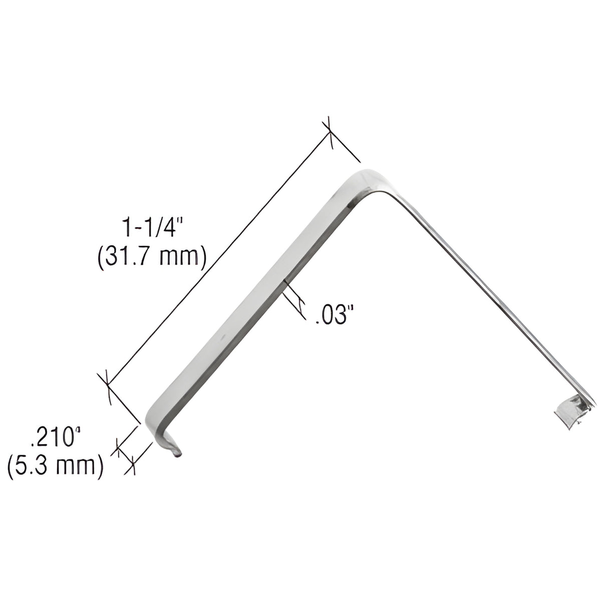 CRL Insert Corner Spring 1-1/4" Height - .210" Width - .03" Thick