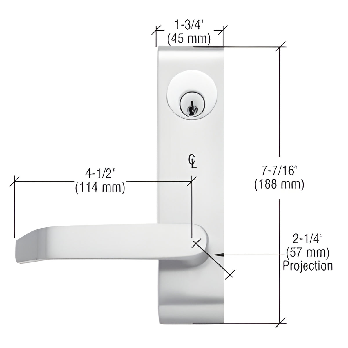 CRL Jackson® 8500 Aluminum Locking Flat Lever Outside Trim