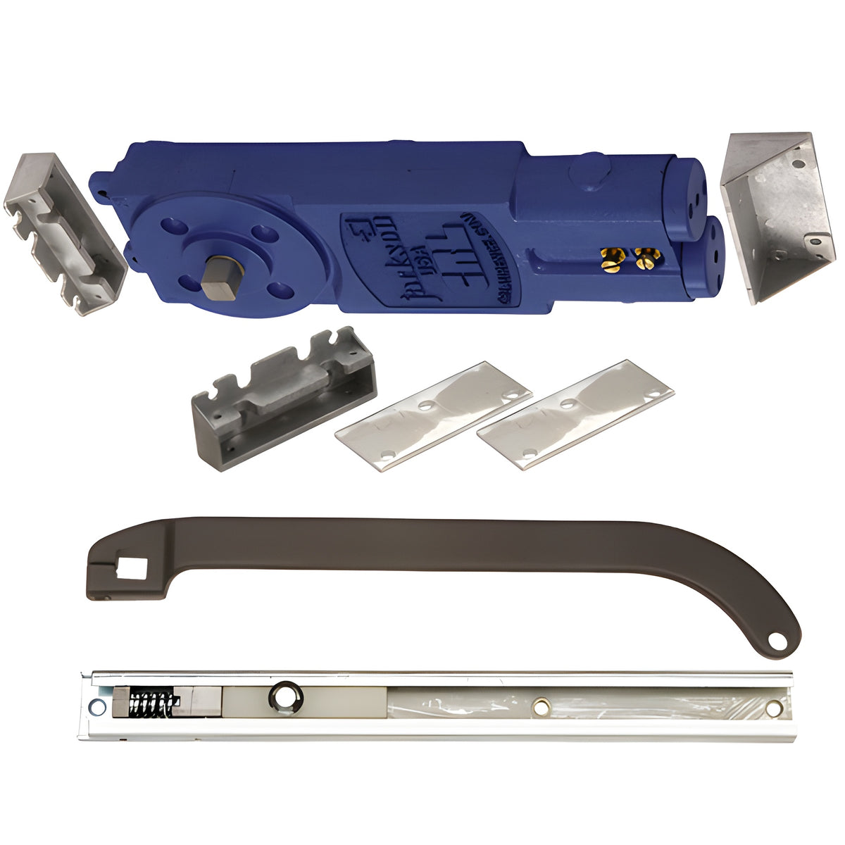 CRL Jackson® Adjustable Spring Power Multi Size 105º No Hold Open Overhead Concealed Closer With "P" Offset Slide-Arm Hardware Package Dark Bronze