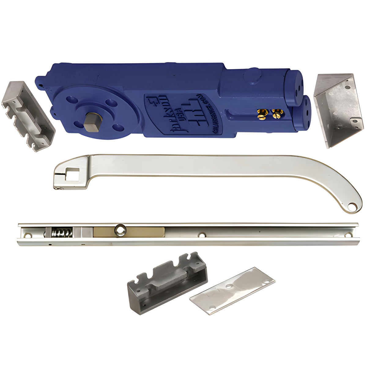 CRL Jackson® Aluminum Adjustable Spring Power Multi Size 90º No Hold Open Overhead Concealed Closer with U-Offset Slide-Arm Hardware Package