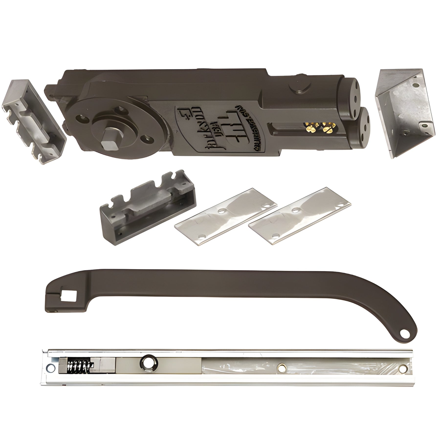 CRL Jackson® Dark Bronze Regular Duty Spring 105º No Hold Open Overhead Concealed Closer With "P" Offset Slide-Arm Hardware Package Dark Bronze