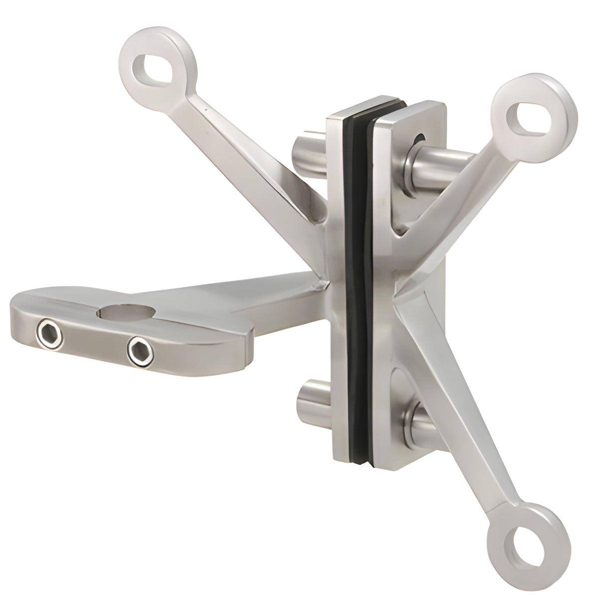 CRL Left Hand 316 Brushed Stainless Steel Three Arm Fin Mount Heavy-Duty Pivot Bracket Only