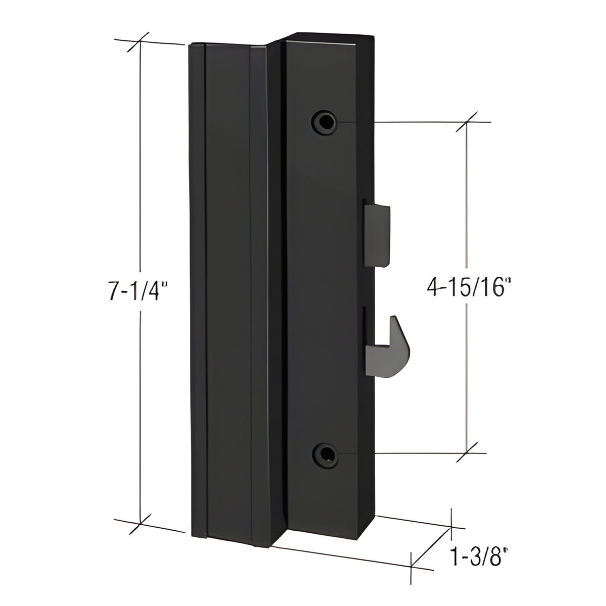 CRL Low Profile Black Plastic Hook - Style Surface Mount Handle; 4-15/16" Screw Holes