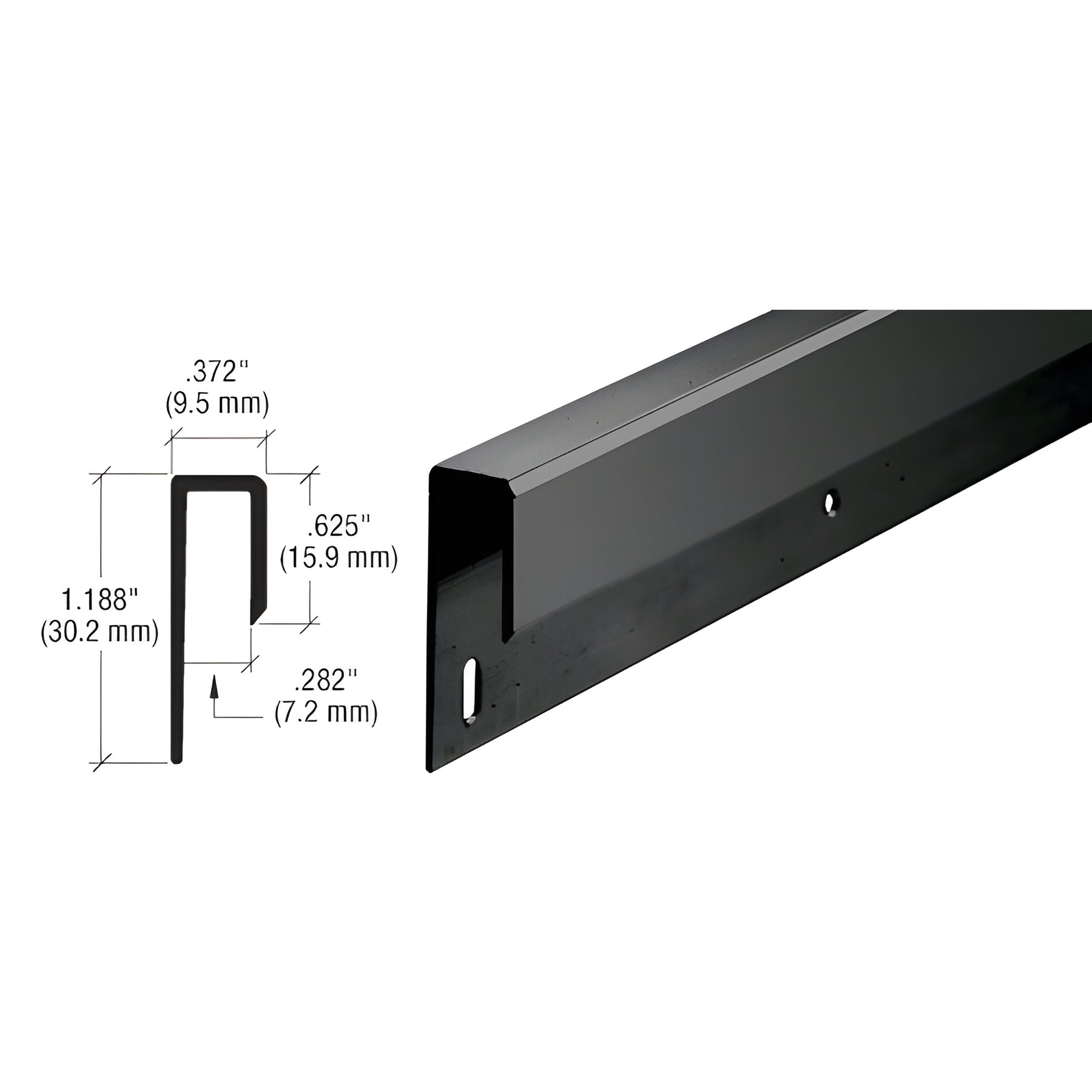 CRL Matte Black 1/4" Deep Nose Aluminum J-Channel