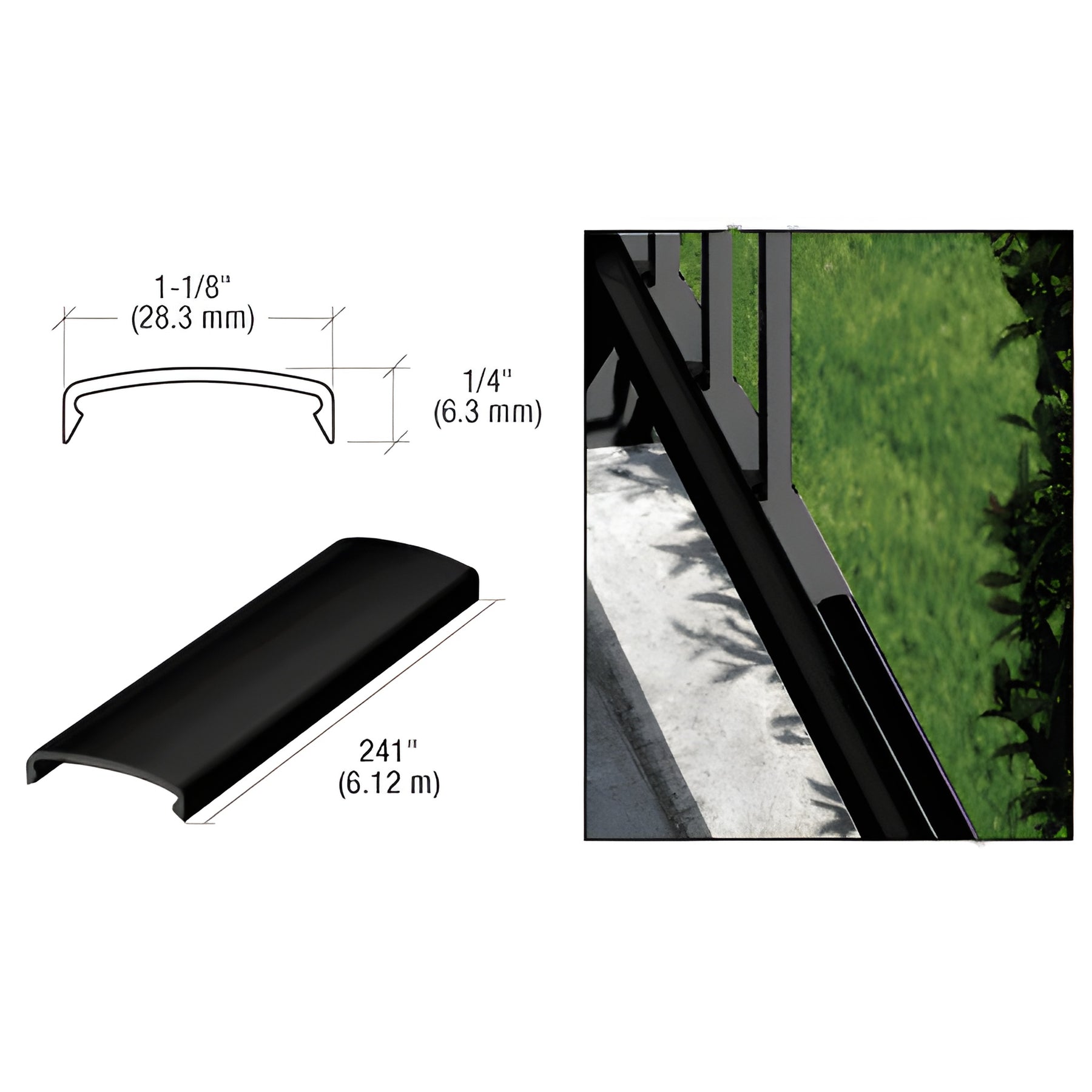 CRL Matte Black 100 Series 241" Picket Spacer