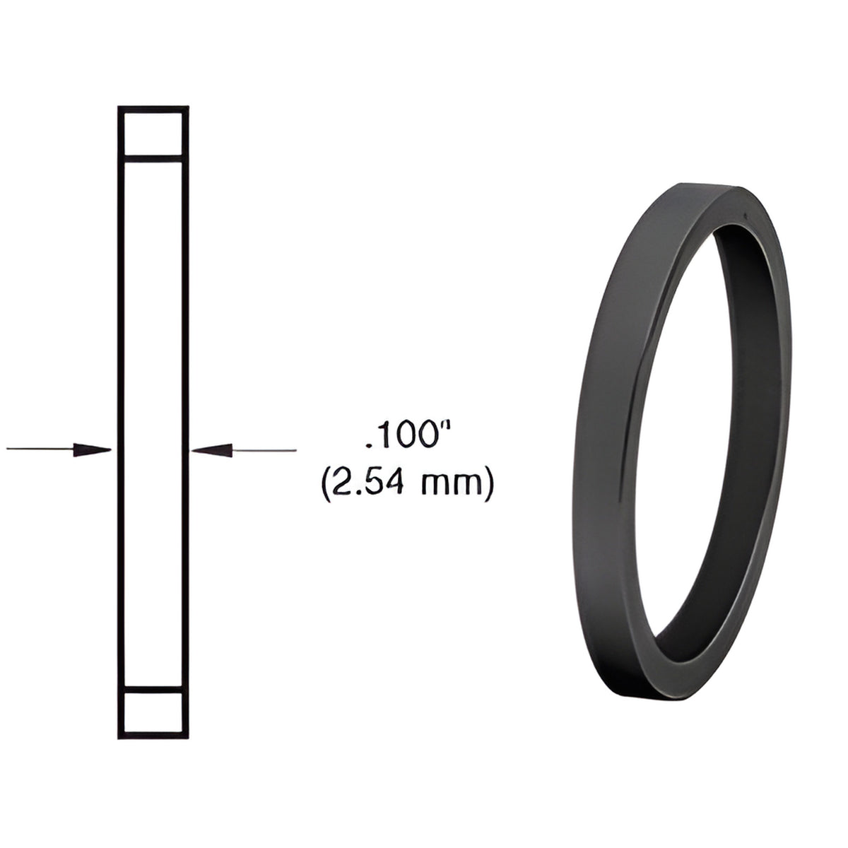 CRL Matte Black .100" Straight Cylinder Ring