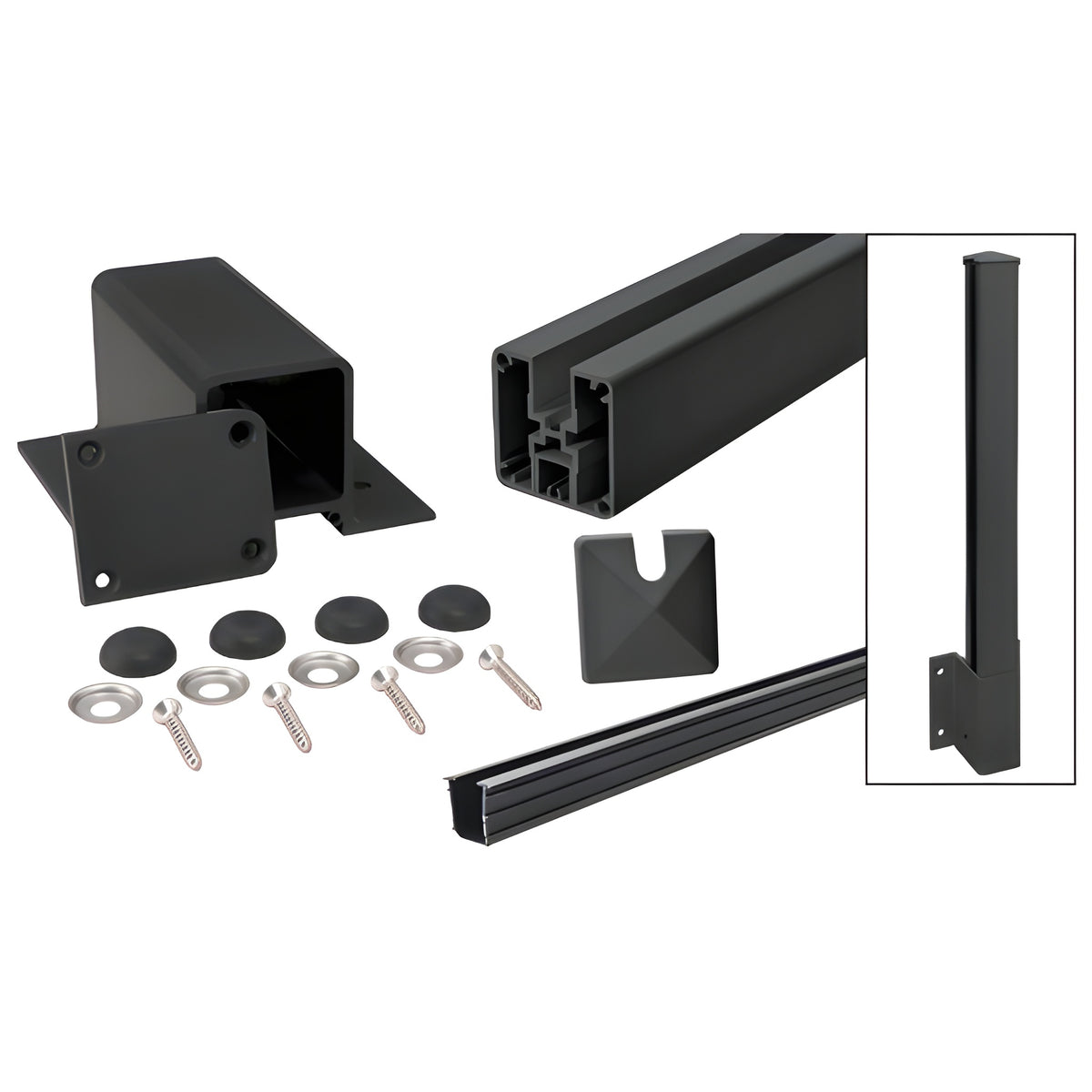 CRL Matte Black 1100 Series End Fascia Mount Post Kit