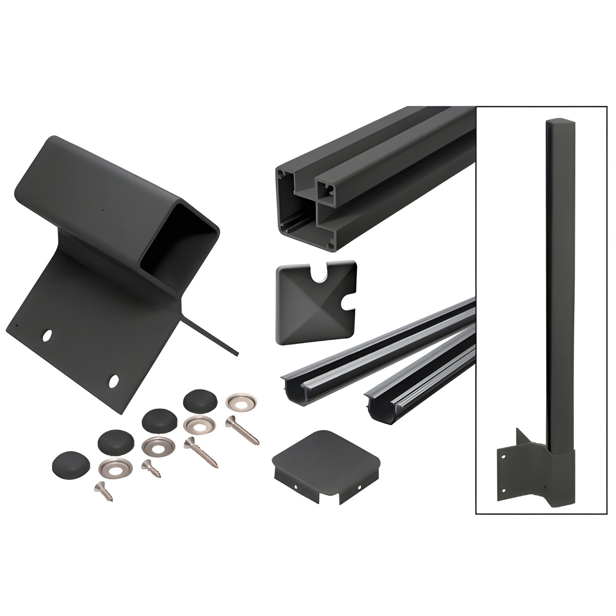 CRL Matte Black 1100 Series Outiside 90 Degree Fascia Mount Post Kit