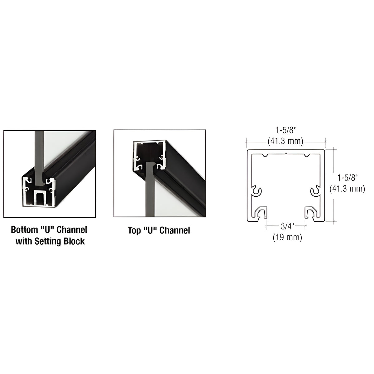 CRL Matte Black 120" U-Channel with Roll-In Top Load Gasket