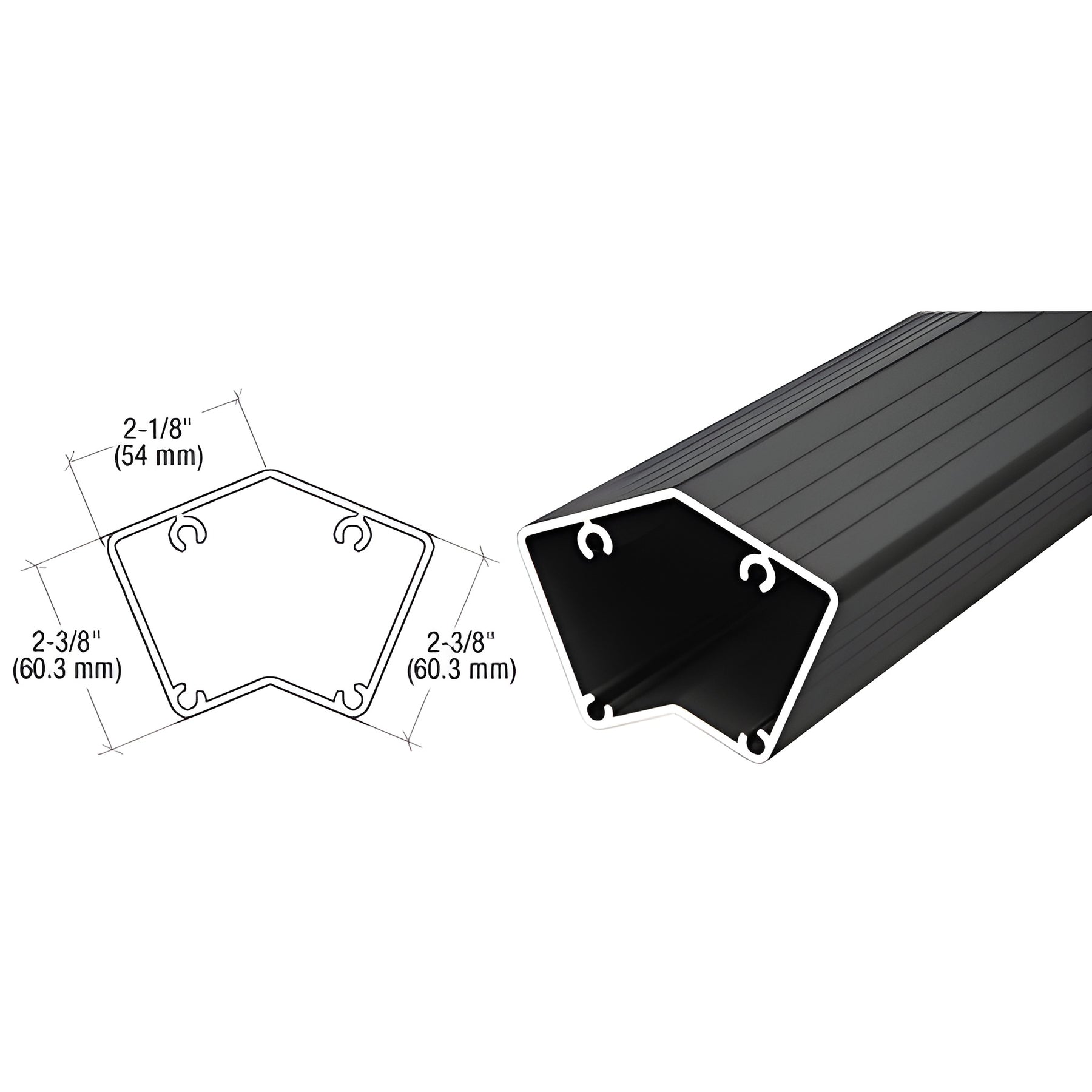 CRL Matte Black 200, 300, 350, and 400 Series 42" 135 Degree Fascia Mount Post Only
