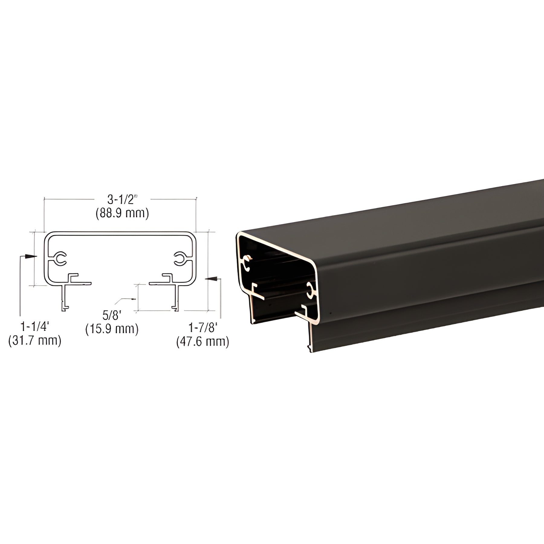 CRL Matte Black 200 Series 241" Long Top Rail