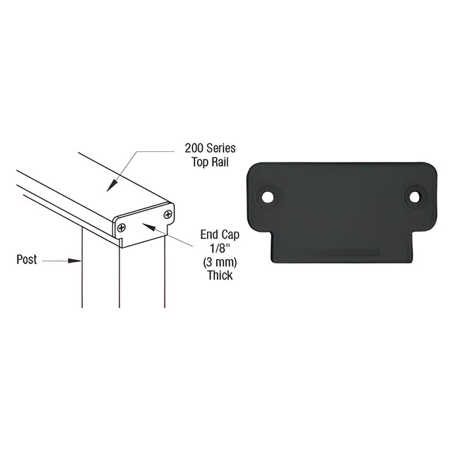 CRL Matte Black 200 Series Decorative End Cap