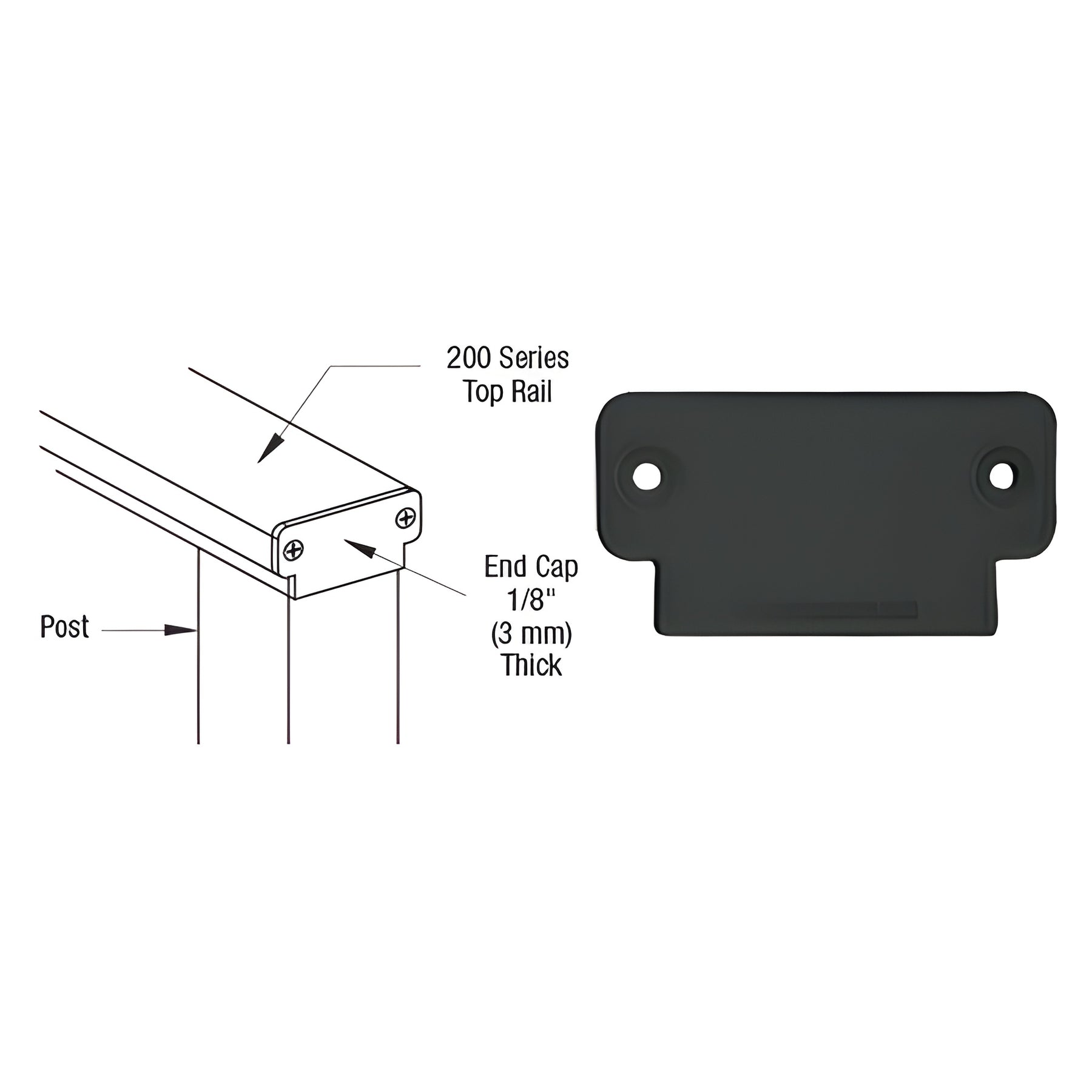 CRL Matte Black 200 Series Decorative End Cap