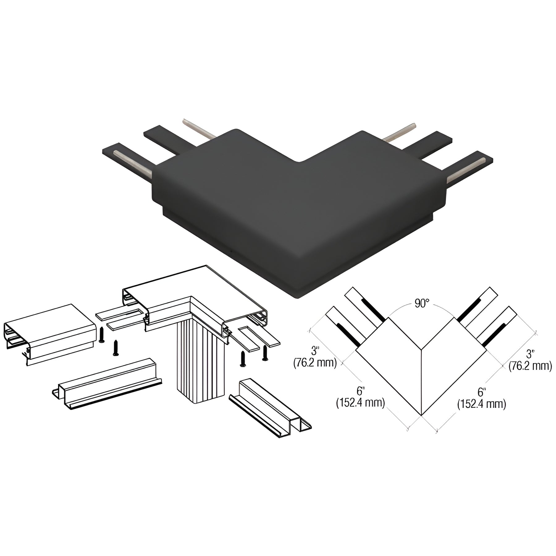 CRL Matte Black 200 Series Top Cap 90º Corner