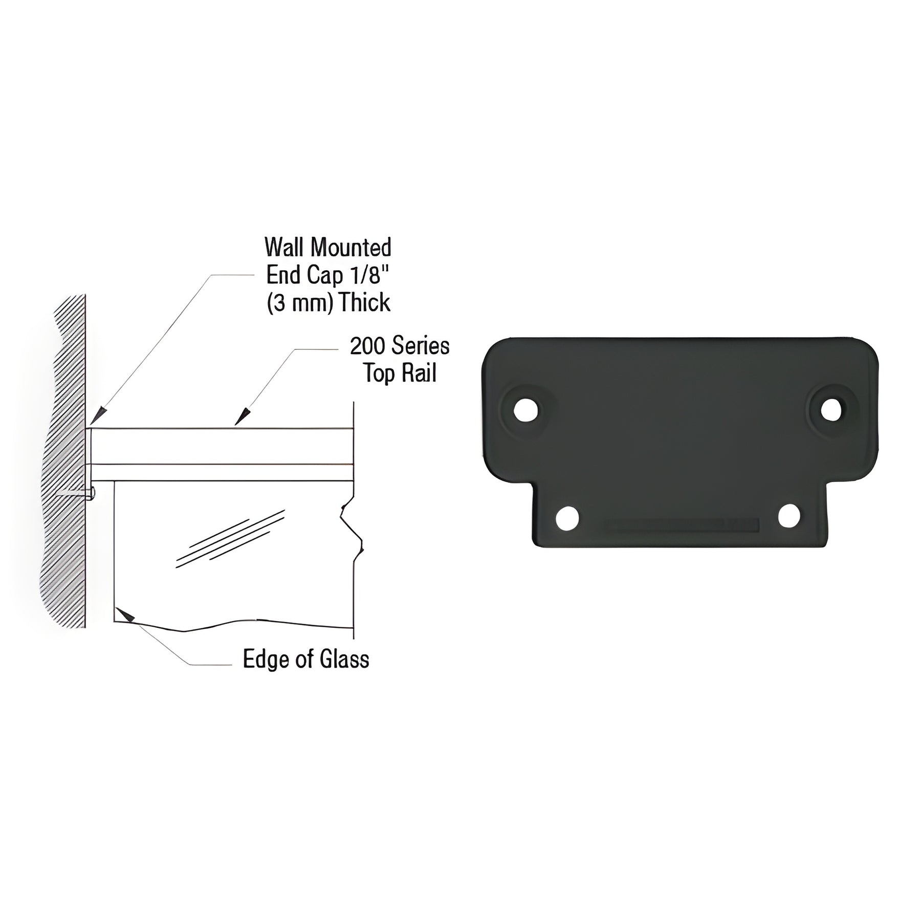 CRL Matte Black 200 Series Wall Mount End Cap