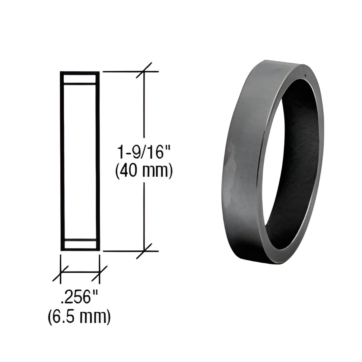 CRL Matte Black .256" Straight Cylinder Ring