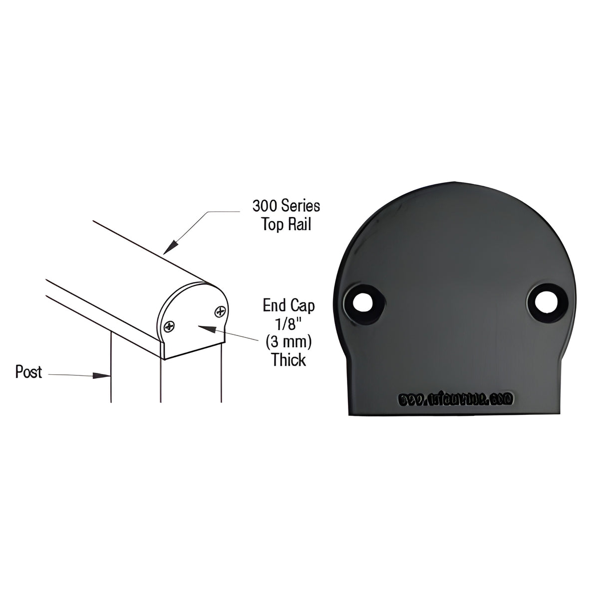 CRL Matte Black 300 Series Decorative End Cap
