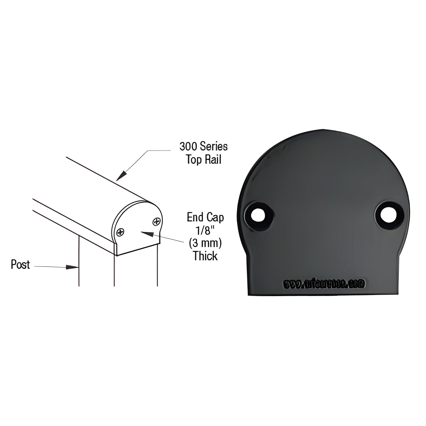 CRL Matte Black 300 Series Decorative End Cap