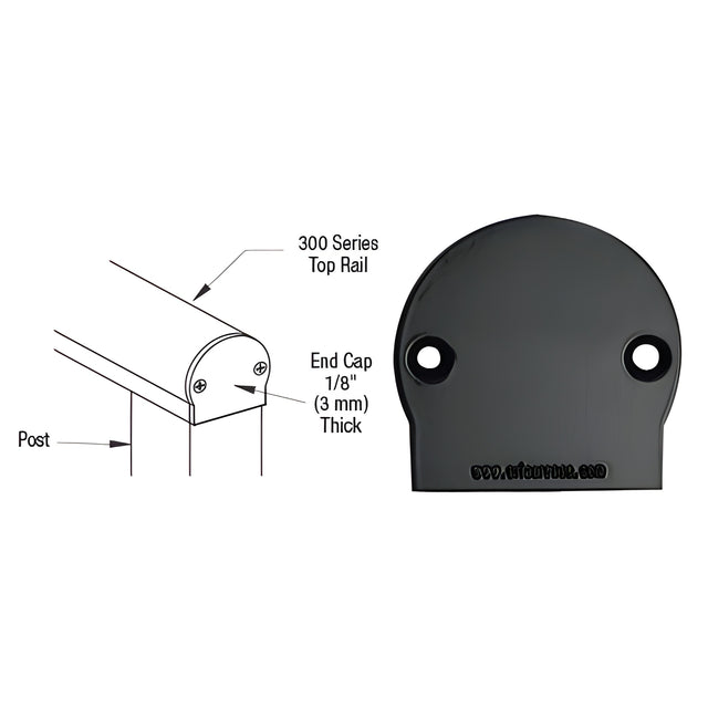 CRL Matte Black 300 Series Decorative End Cap