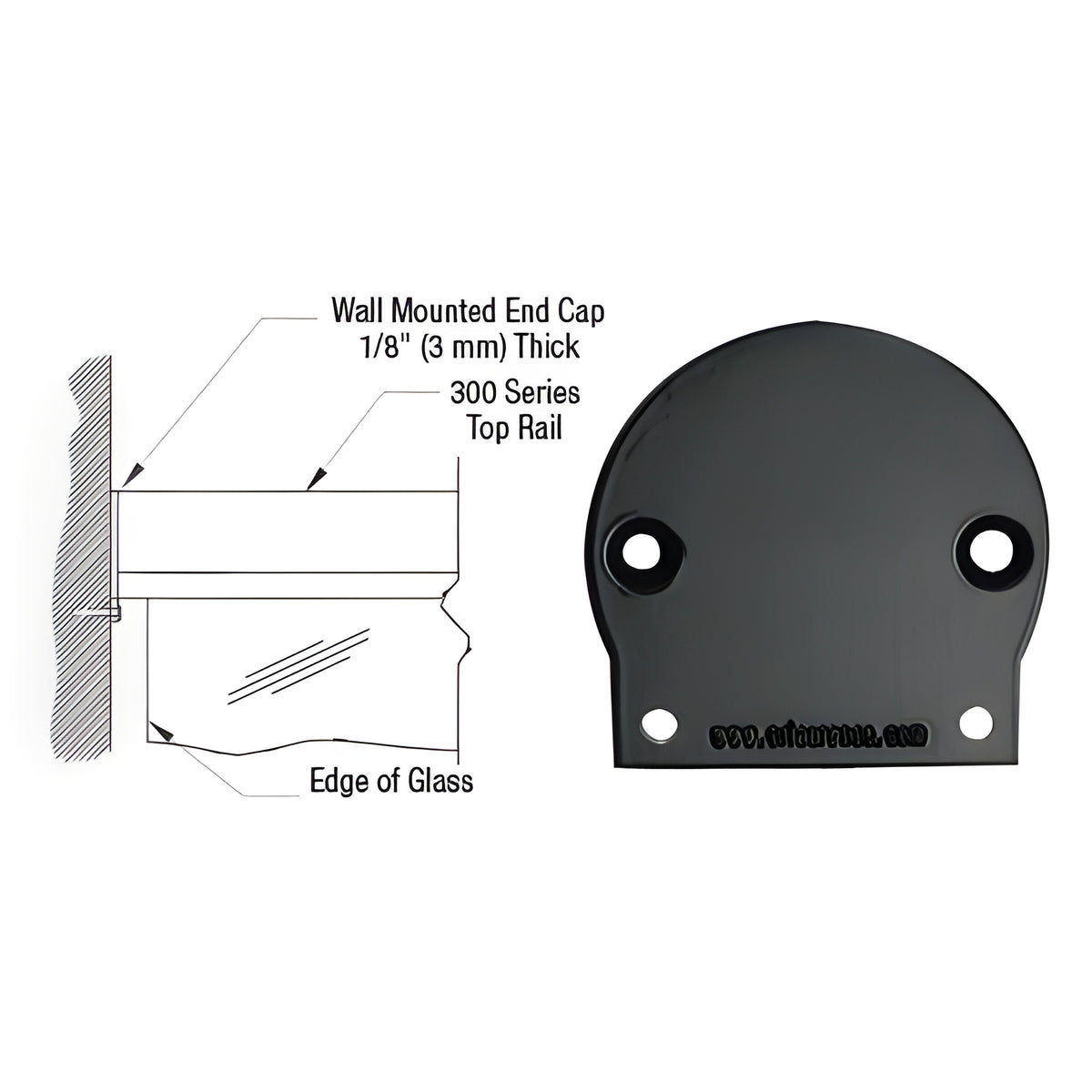 CRL Matte Black 300 Series Wall Mount End Cap