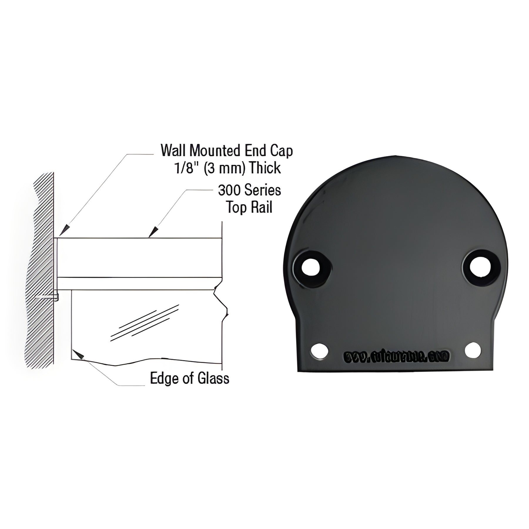 CRL Matte Black 300 Series Wall Mount End Cap
