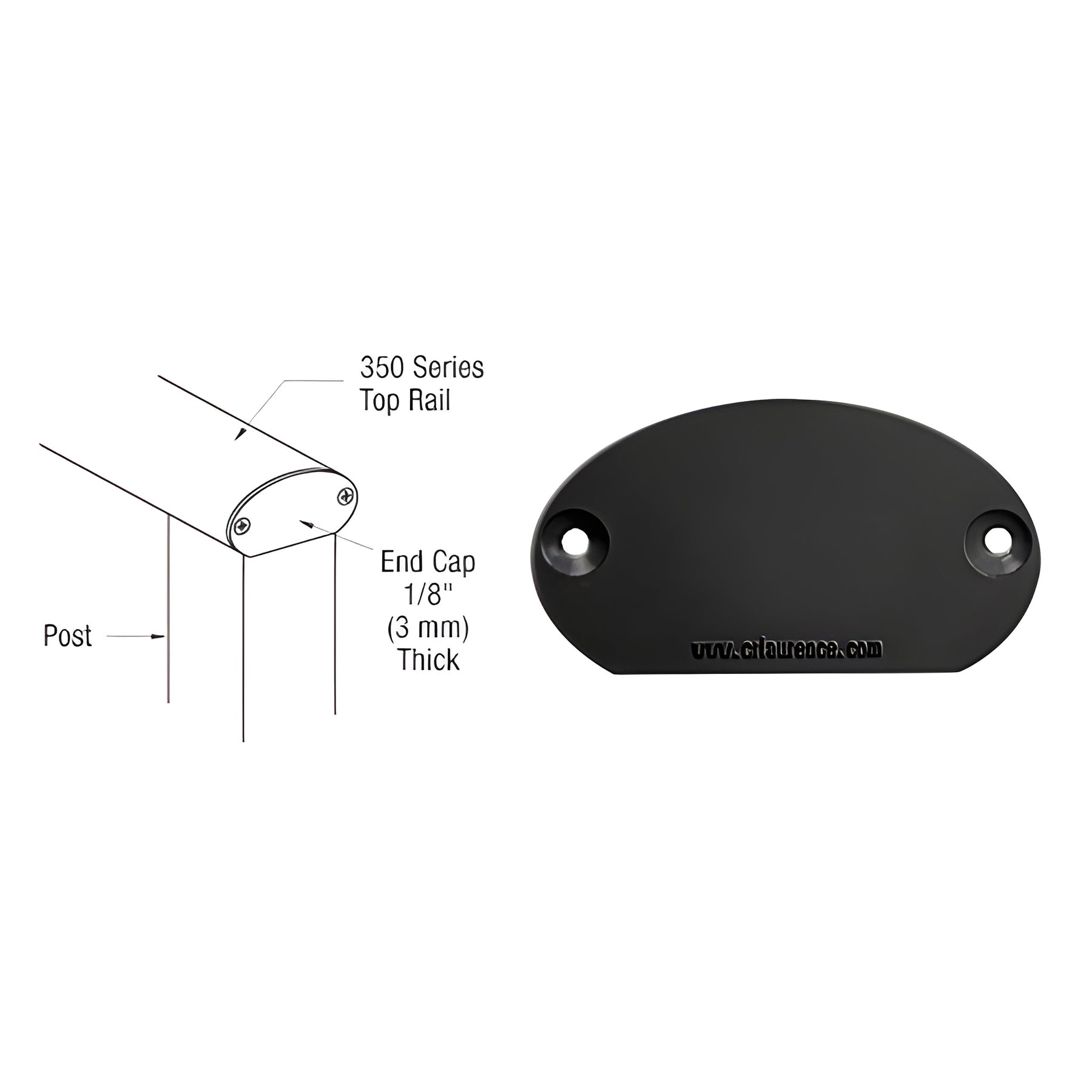 CRL Matte Black 350X Series Decorative End Cap