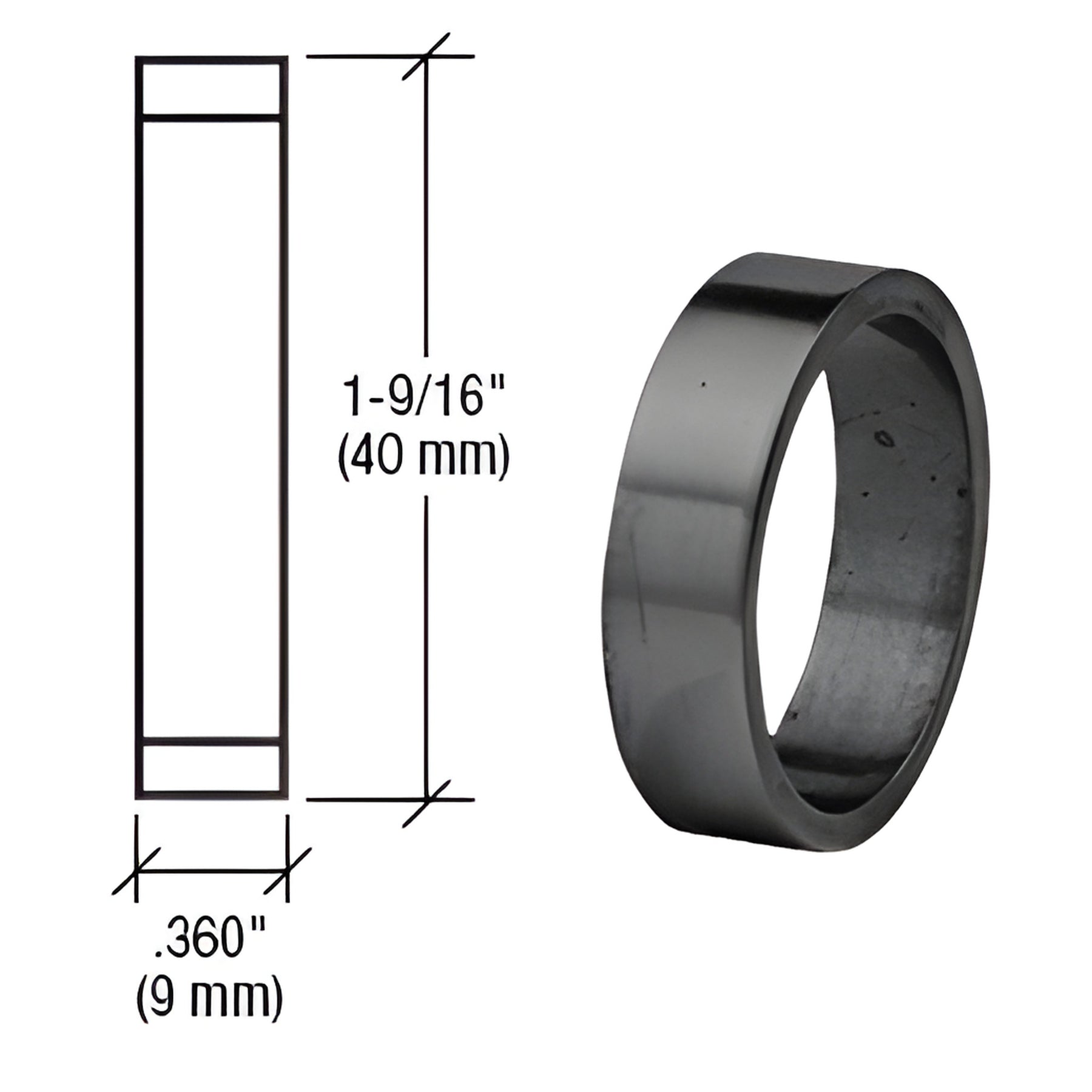 CRL Matte Black .360" Straight Cylinder Ring