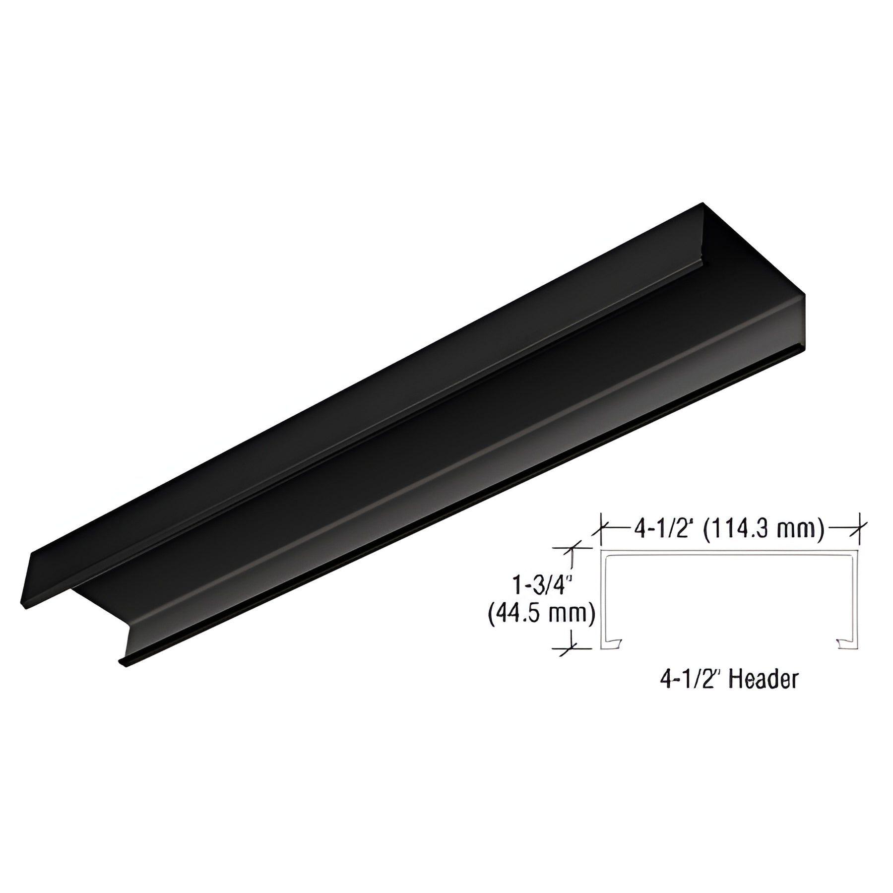 CRL Matte Black 4-1/2" Header Channel - 240"