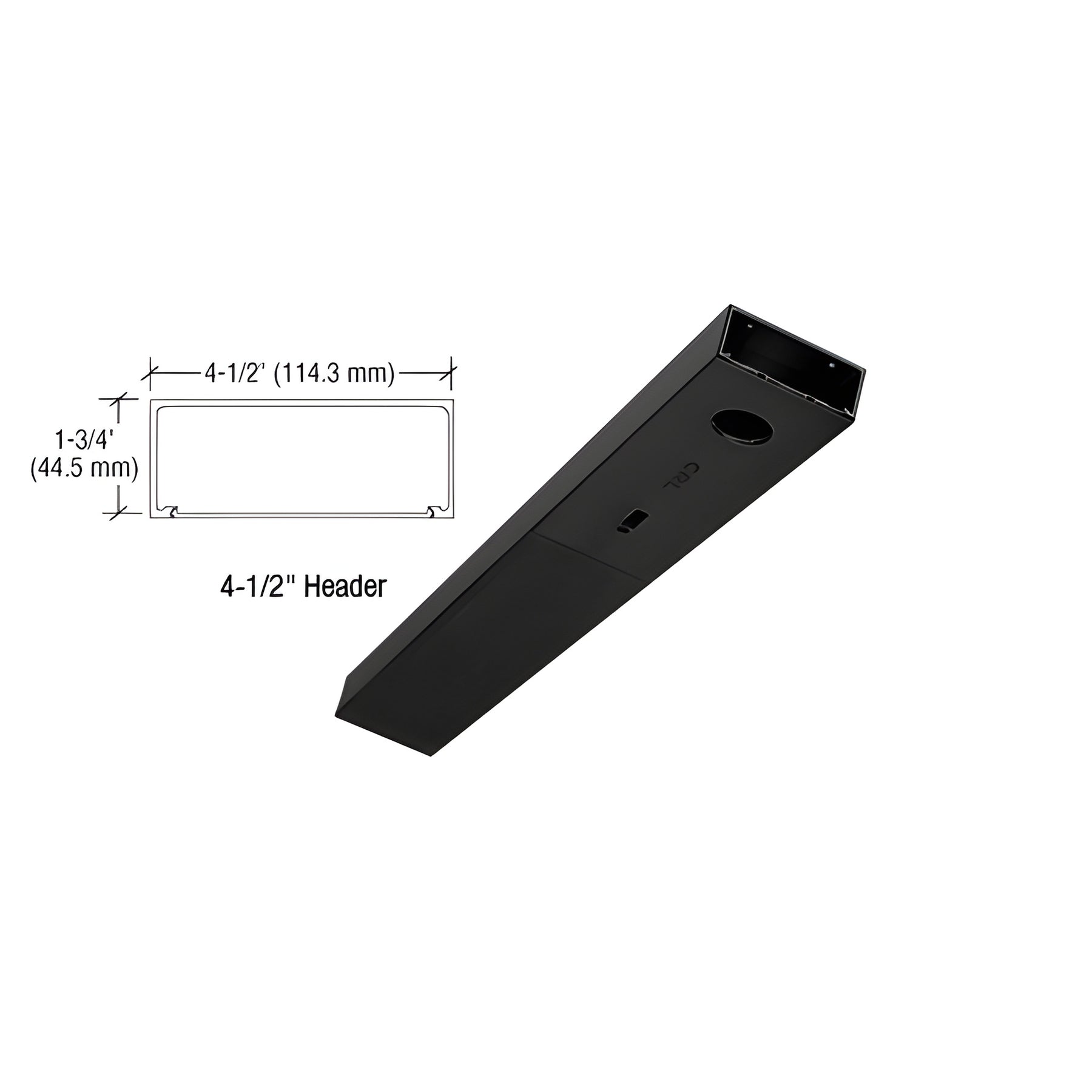 CRL Matte Black 4-1/2" x 36" Single Door Header