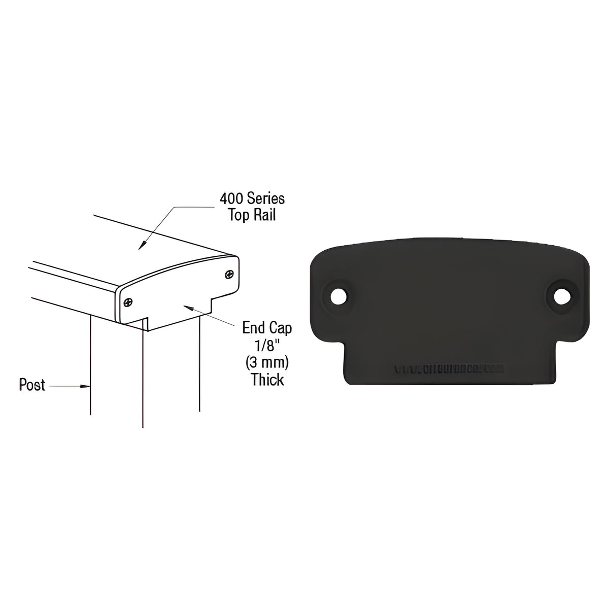 CRL Matte Black 400 Series Decorative End Cap