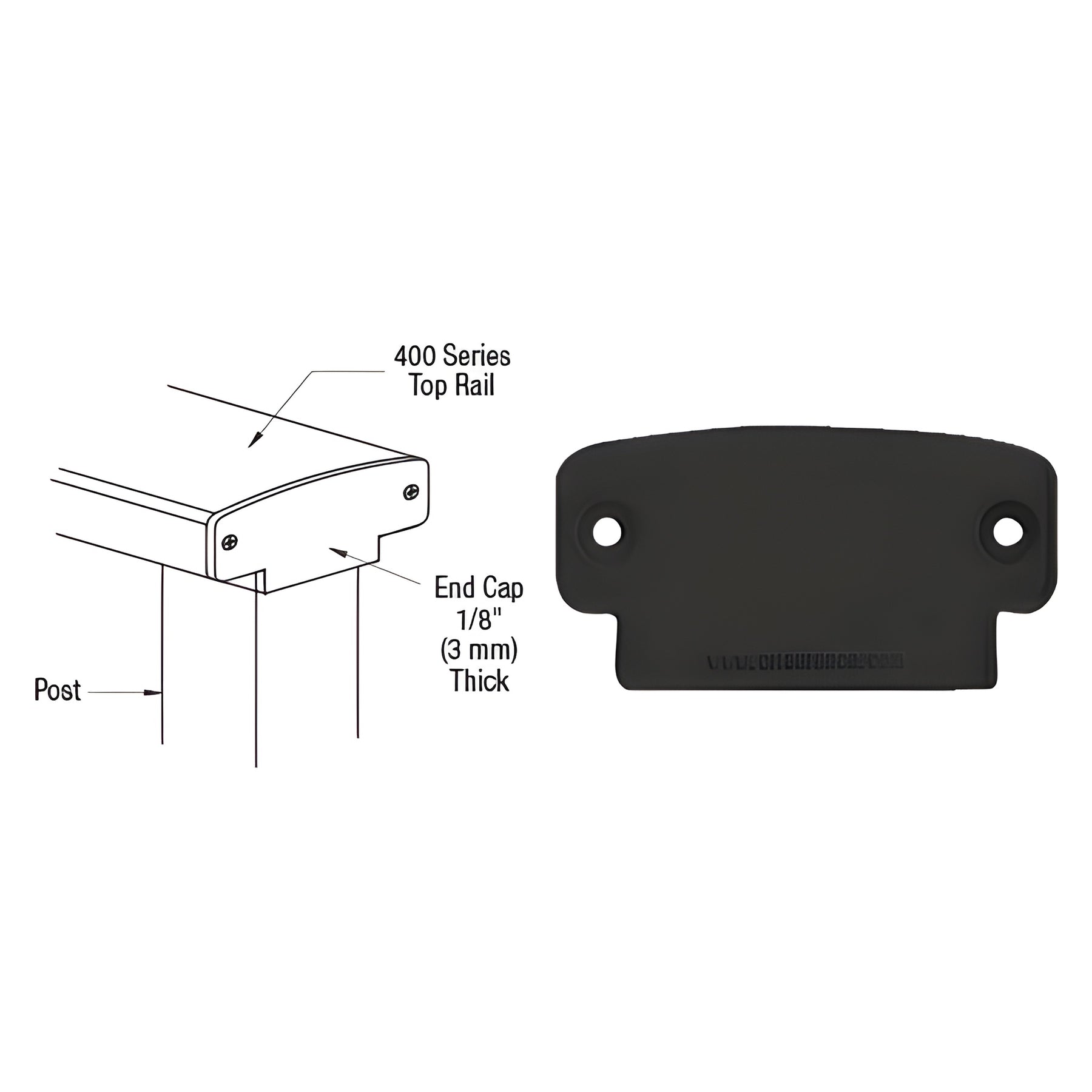 CRL Matte Black 400 Series Decorative End Cap