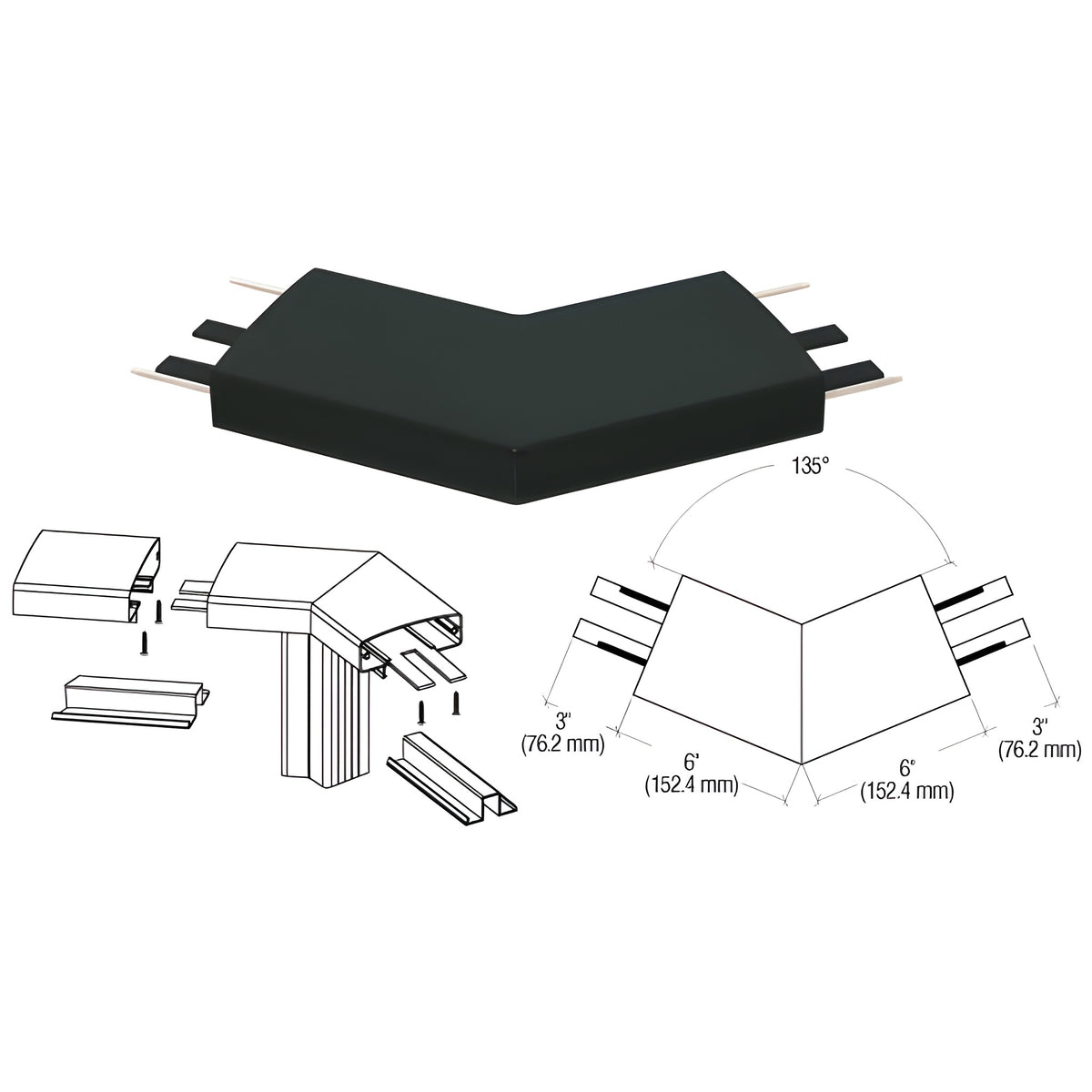CRL Matte Black 400 Series Top Cap 135º Corner